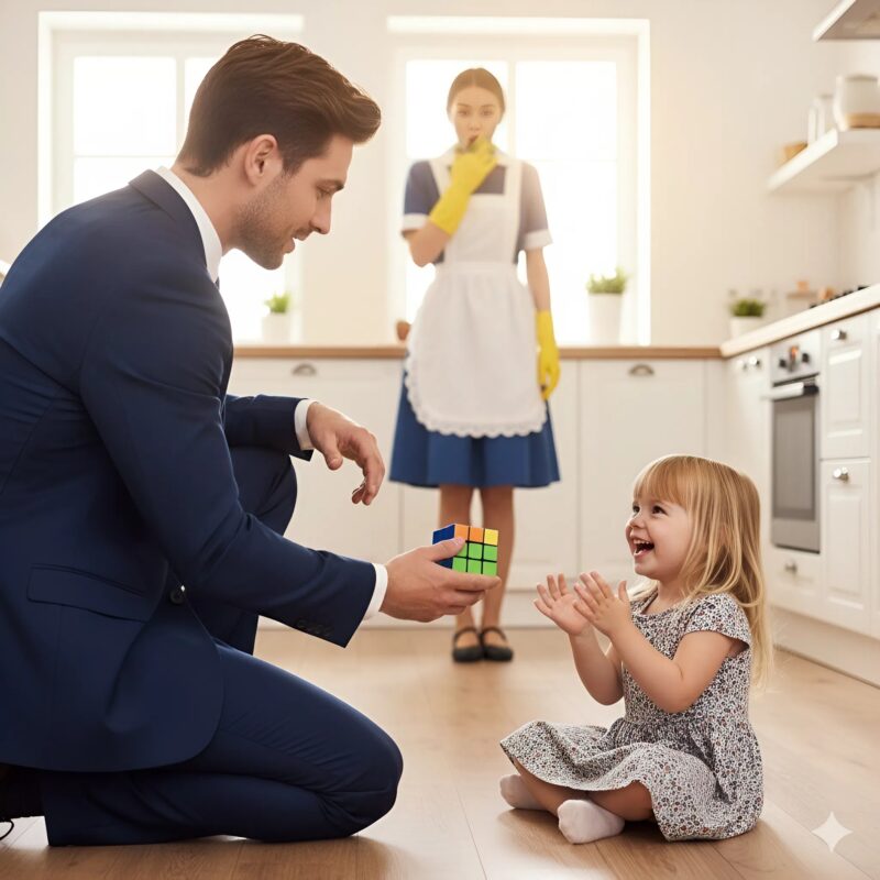Skromná uklízečka, která neměla nikoho, komu by mohla svěřit svou dceru, se rozhodla vzít ji do práce, aniž by věděla, jak na to zareaguje její milionářský šéf