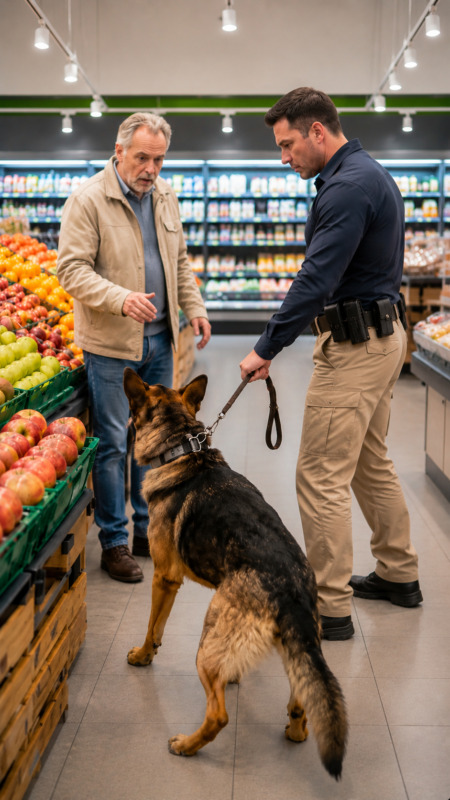 Můj policejní pes se stal v supermarketu neovladatelným… o několik minut později policisté odhalili u tohoto muže nepředstavitelné